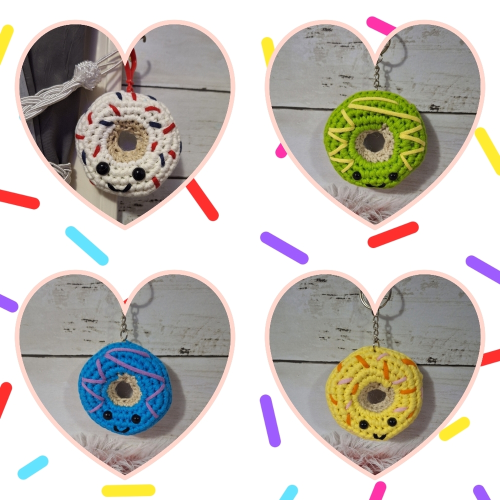 Handmade Crochet Amigurumi Donut Keychain